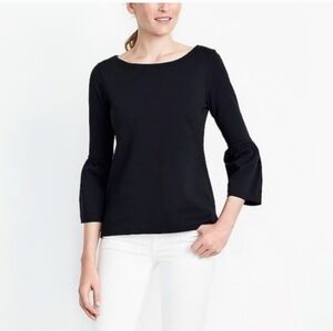 NWOT J. Crew Bell 3/4 Length Bell Sleeve Black Top Size Small S